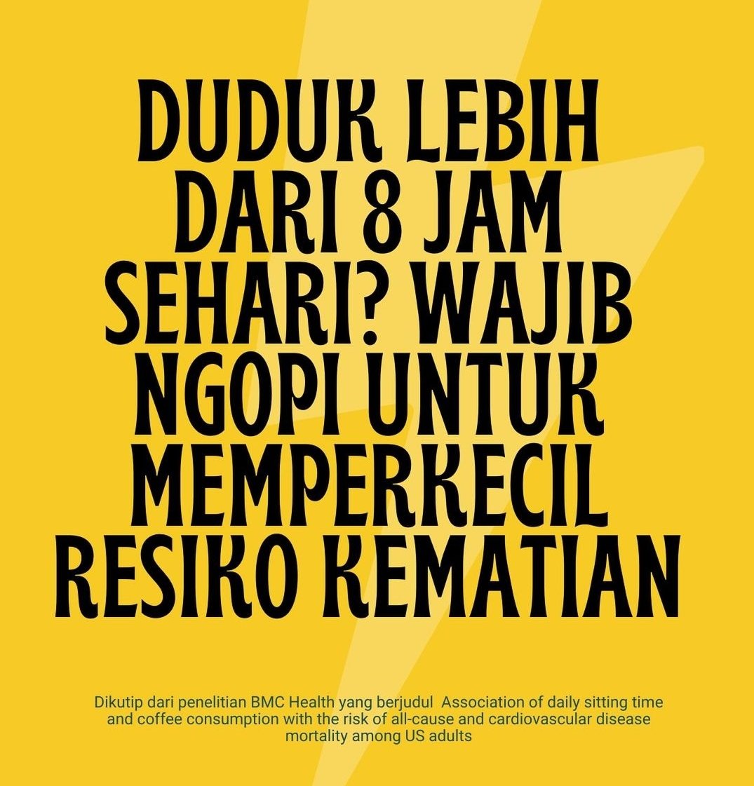 #ngopi dipercaya mengurangi resiko metabolisme yang berujung inflamasi, kebiasaan duduk yang lama, dapat diminimalisir resikonya dengan #ngopi #coffeelovers #WednesdayMotivation #MayDay