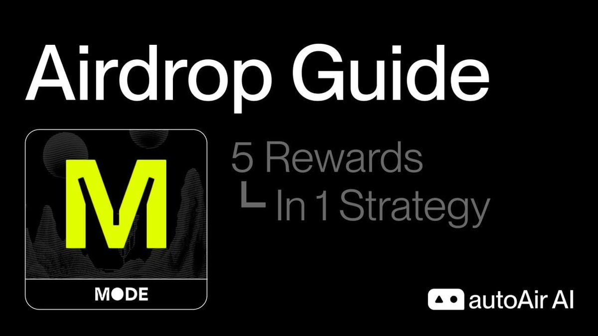💥 Don't Miss Out! Your Guide to Grabbing a Share of 550 Million MODE Tokens @modenetwork is the Ethereum L2 that rewards users for growing the network via new mechanisms. They're giving away a massive 5.5% of their total supply in their first #Airdrop! Here's your 5-in-1
