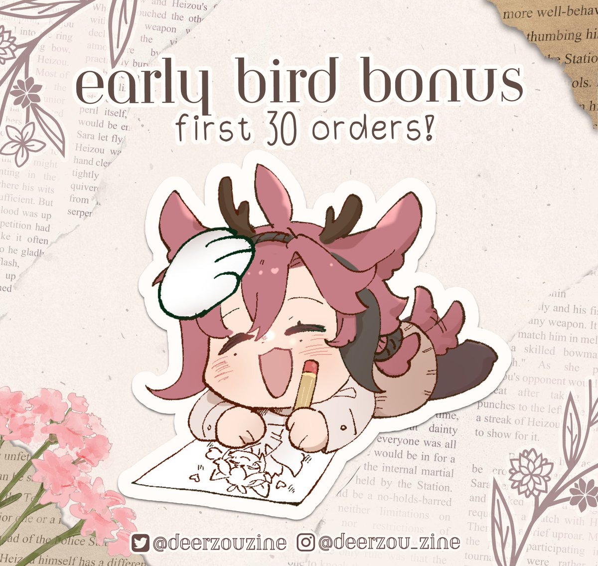 What's this?? Deerzou is offering this free sticker to the first 30 orders!! What a sweet little deer ~ 🌸 Grab this special offer while you can!!