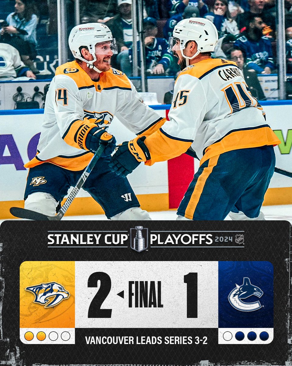 NASHVILLE WINS AND THIS SERIES IS GOING TO GAME 6! 🤩 #StanleyCup