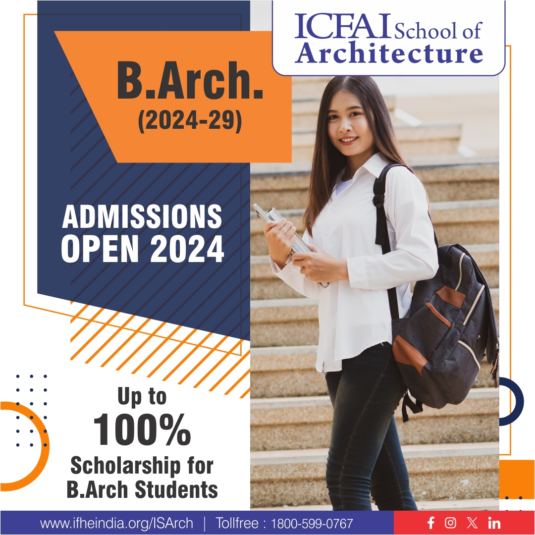 🎓 Exciting News! Admissions are now open for our B.Arch. program, spanning from 2024 to 2029!
🌐 ifheindia.org/ISArch/
📞Toll-Free: 1800-599-0767
✅Up to 100% Scholarship for B.Arch Students
#AdmissionsOpen #BArch #ApplyNow #IFHE #icfai #ICFAIUniversity #FutureOpportunities