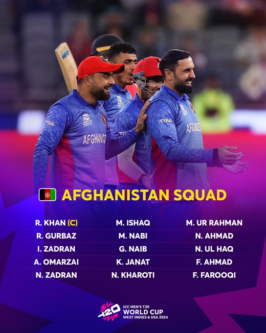 Afghanistan's squad for the #T20WorldCup 2024 🏏