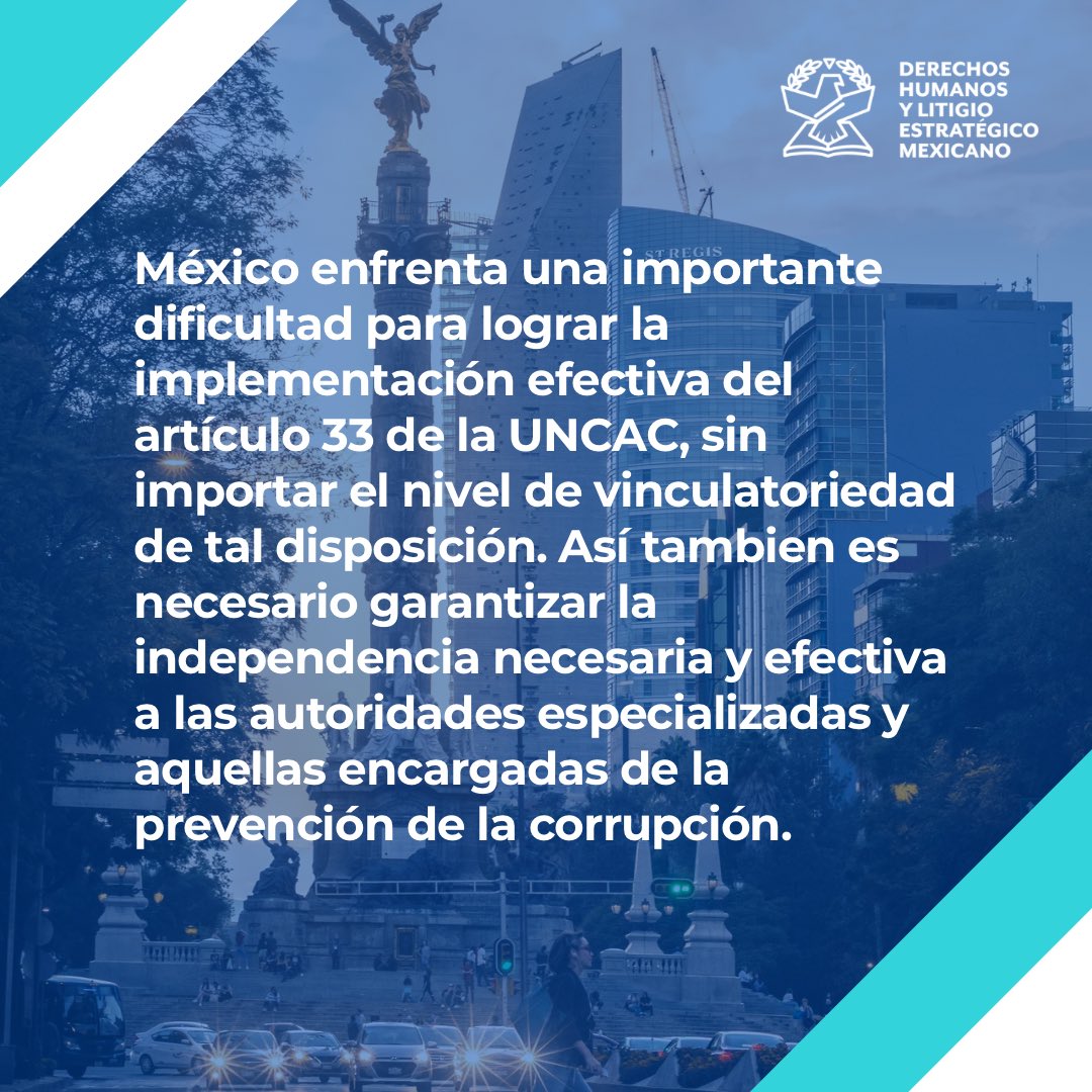 ¡Novedades en la protección a denunciantes en México!💪 Descubre nuestro análisis del Artículo 33 de la UNCAC en nuestro informe. Visita nuestra página web para más detalles. 
👉 dlmex.org/storage/servic…
#ProtecciónADenunciantes #UNCAC