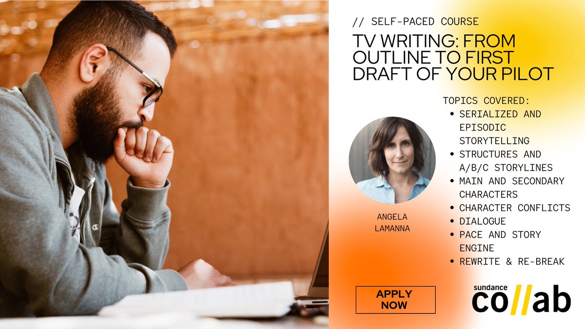You’ve got a great idea for a TV series and you have fleshed out an outline for your pilot. In this self-paced course you will move from outline to completing a draft of your original pilot. Register for the next session by May 9! Apply here: bit.ly/49YNp7o