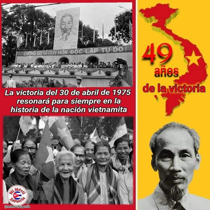 Felicitamos a #Vietnam en el 49 aniversario de la Reunificación de la Nación.    #CubaViveEnSuHistoria #Azucareros #TenemosMemoria #PorCiroRedondoTodo #LatirAvileño