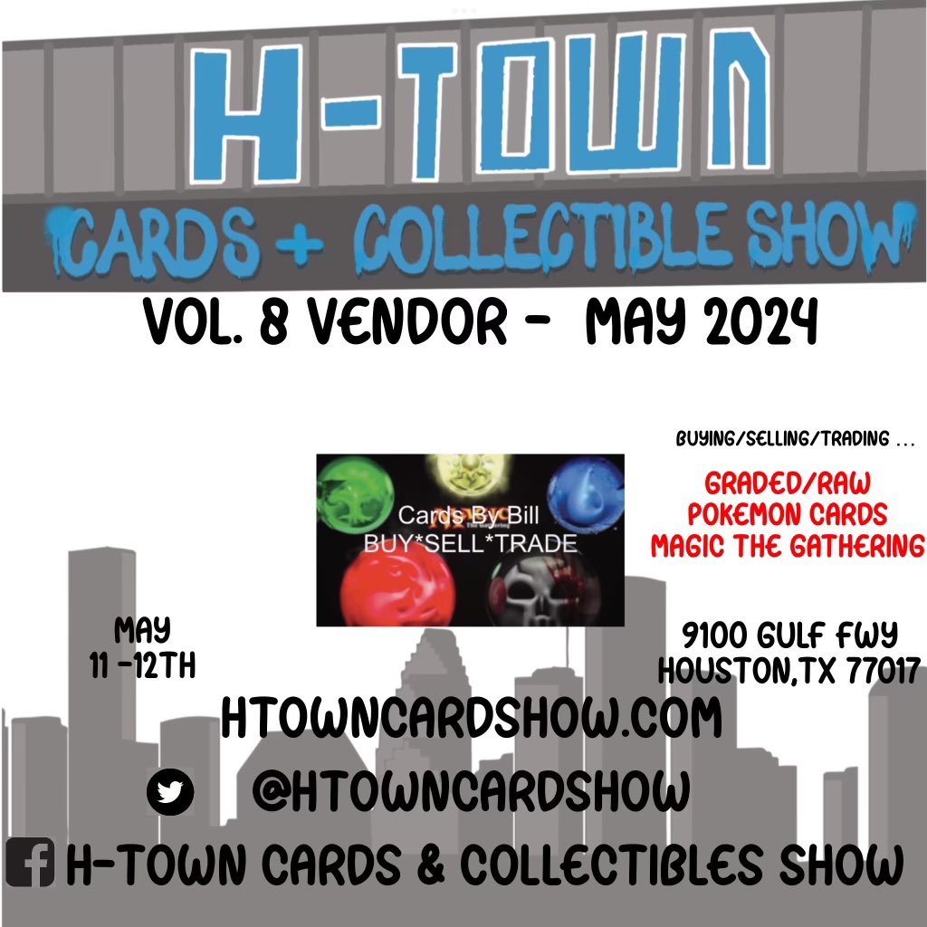 🚨MAY VENDOR ANNOUNCMENT🚨 Please welcome back Cards by Bill Louisiana Cards by Bill Specializes in Magic, Pokémon, Singles & Graded cards. Bill has a wide variety of singles & Slabs make sure to check them out.