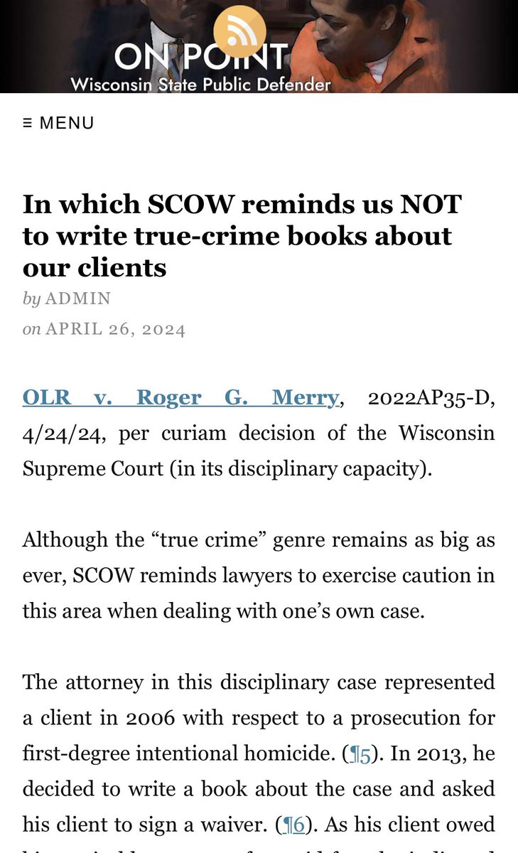 KratzUncanceled's tweet photo. Does that mean you’ve peaked out from under the covers long enough to publicly discuss some stuff?

How about today’s Public Defender reminder about not sharing details about your murder clients that are not generally known to the public when writing your books about the case?

I wonder if the same scrutiny applies to attys who make movies about their murder clients; or spread their same #BestLawyerEver stories with America, Canada, Europe and Australia audiences about their clients that are definitely “behind the scenes.”

The attorney in today’s cautionary tale had his license REVOKED given the psychological impact this book (that nobody read) had on his client, (that nobody heard about).

Of course there was no psychological impact your client felt when the most gut-wrenching wait in his life—while the jury held his life in their hands, during deliberations, his defense lawyer produced the camera he had smuggled into the jail and filmed that exploitive exchange — so that many millions of MaM fans could “feel” what poor Stevie felt— who you have to pretend felt nothing. 

This and other recently raised topics I’d like to discuss, publicly with you. How about it Jerry?  Wanna show your world-wide fans how you wiped the floor with me?

Contact @allegedlyashow   He’ll know how to set it up.
