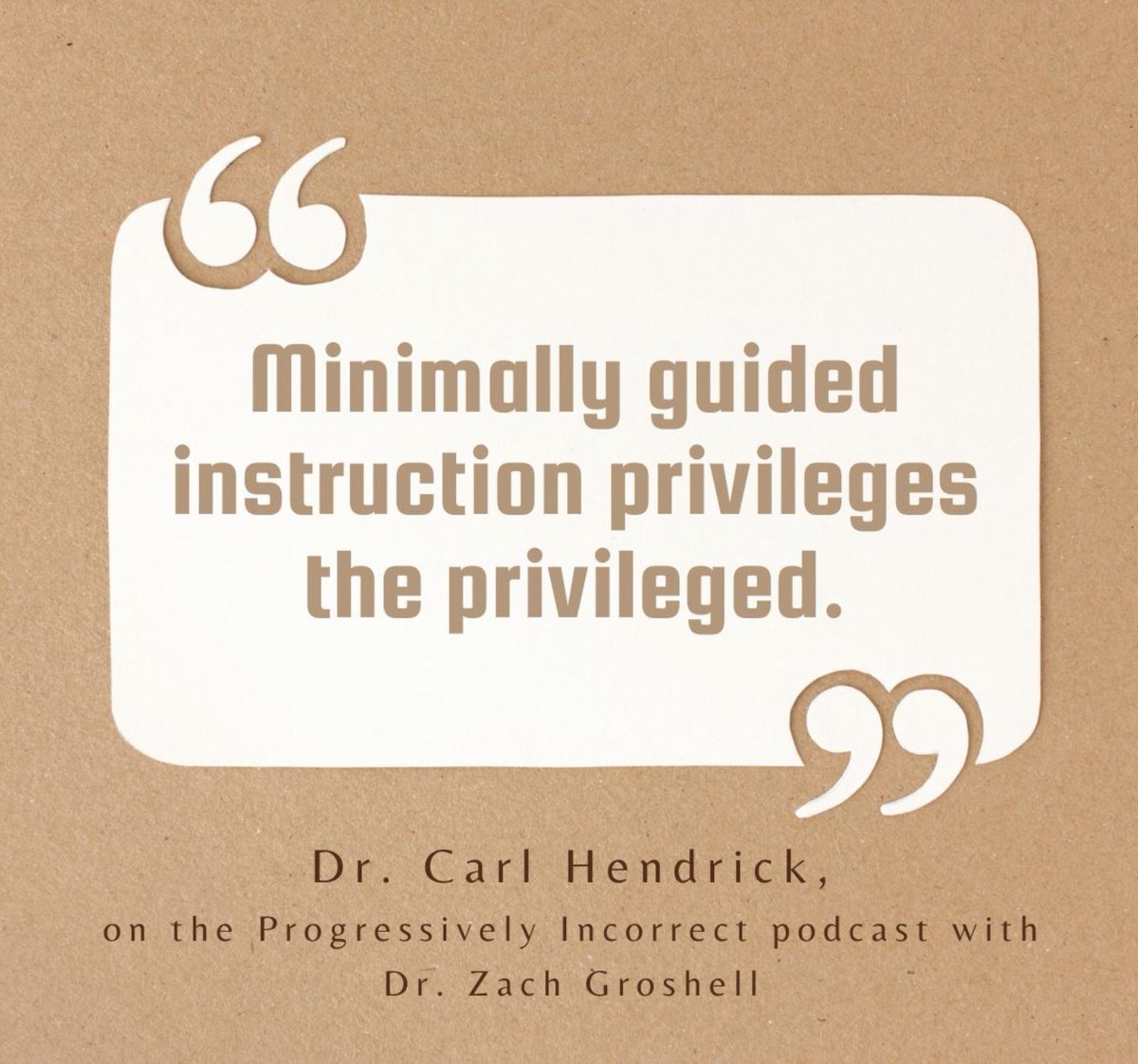 Fantastic quote from @C_Hendrick on @MrZachG ‘s recent podcast. Foundational, teacher guided instruction is an equity lever. Lessons that lack that foundational guidance disadvantage learners, creating or widening equity gaps.