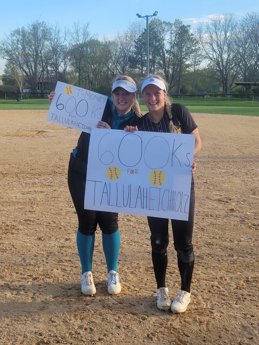 In extra innings our team was able to secure a 2-1 conference win! It was a team effort and we never gave up. With that, I am beyond proud of my travel teammate. After tonight’s game she reached 600 career strikeouts and has many more to come!! Love you T❤️