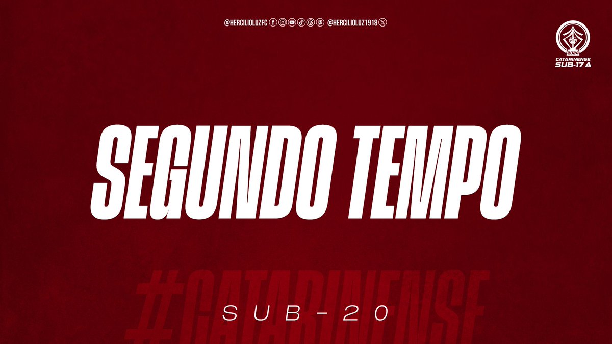 ⏱️ Começou o segundo tempo. Pra cima, Hercílio 🇵🇪 Hercílio Luz 1x2 Joinville 🏆 Campeonato Catarinense Sub-20