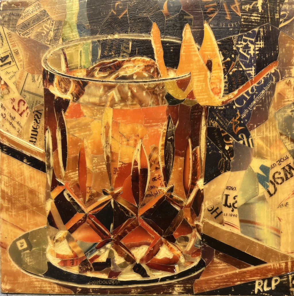 Bourbon❤️
Want to learn more about encaustic? I’m teaching a workshop with 25 other artist at PAinting With Fire. Find more info @ bit.ly/InkOnBeeswax 

#Haveadrink #Encaustic #Beeswax #Selfportrait  #ThinLayer #UnfilteredBeeswax #oldfashioned #RecycledMagazinePages