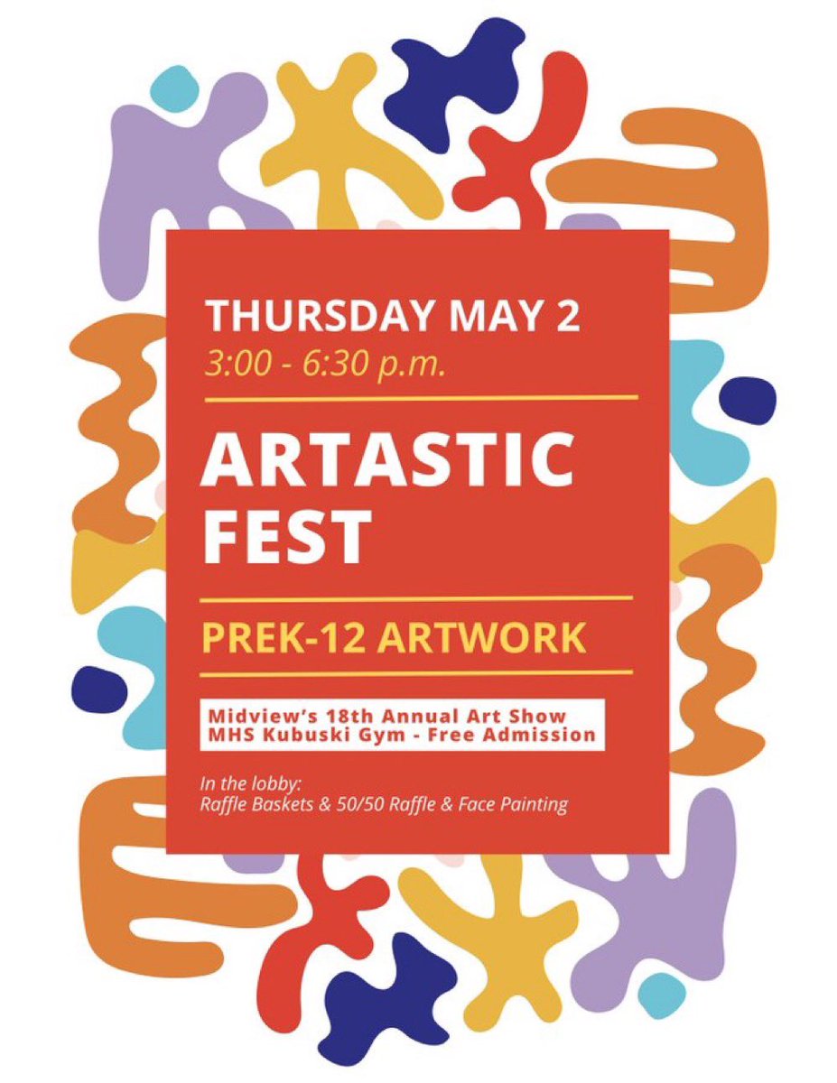 HmaxwellART's tweet image. Almost time!!!!! This Thursday @MidviewHS 3-6:30 pm….we celebrate our ARTastic Middies!!! And then grab dinner after! @MidviewLocal #midview