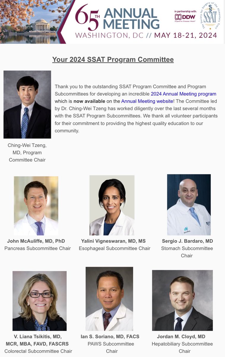 As we gear up for our Annual @SSATNews @DDWMeeting meeting in DC in 3 weeks, we’d like to thank our Program Committee for their Yeoman’s effort in putting things together for all of us. A greater team effort, but here are your Program Chair and the Subcommittee Chairs!