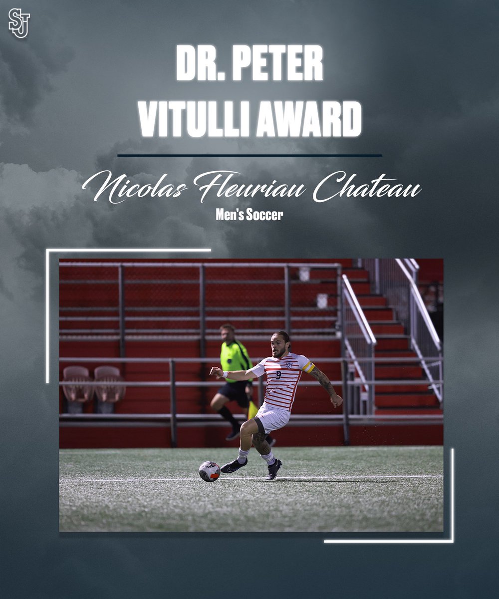 The Dr. Peter Vitulli Award is presented to the student-athlete who demonstrated the highest ideals of sportsmanship. Congratulations to Nicolas Fleuriau Chateau! #SJUAwards24