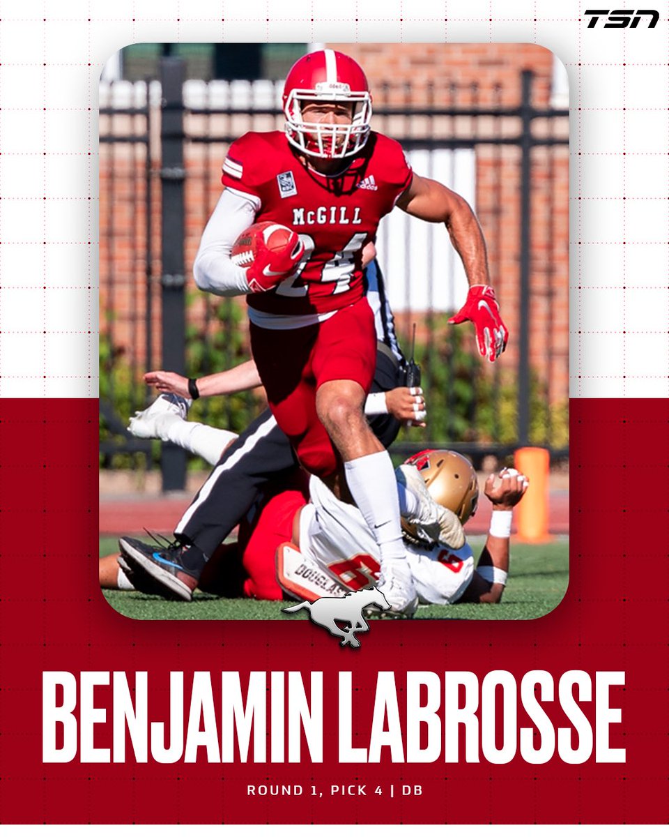 Benjamin Labrosse goes 4th overall to the Stampeders! #CFLDraft