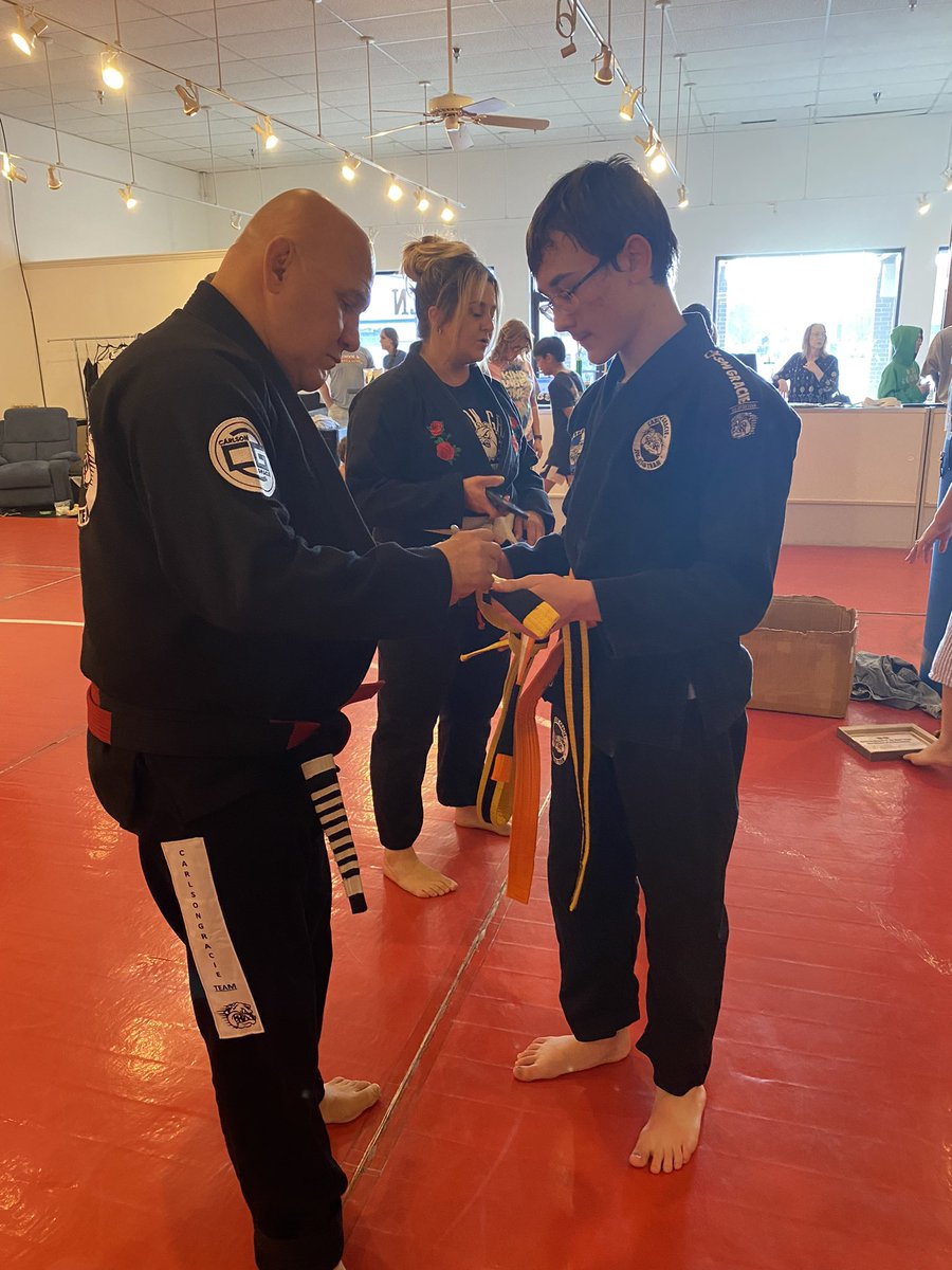 Today, the legend himself, Carlson Gracie Jr promoted my son to the next belt. He’s been there about 5 years now and has turned into a fucking savage. I am SO proud of my young man!