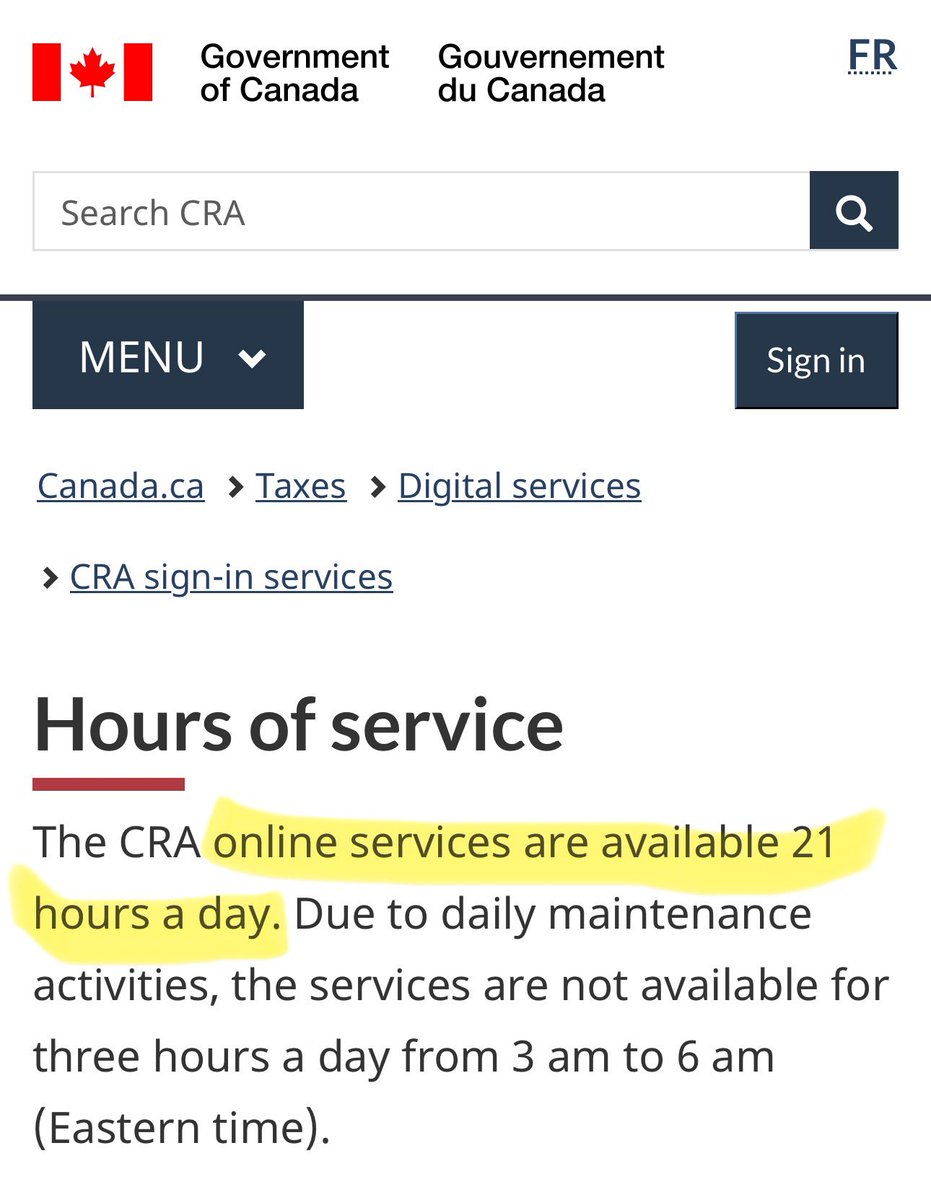 Not a lot of people know this, but in 🇨🇦 we shut down the internet every night so it can rest. That’s right, a government so efficient its *website* has a planned uptime of 87.5%. Jealous? 😏