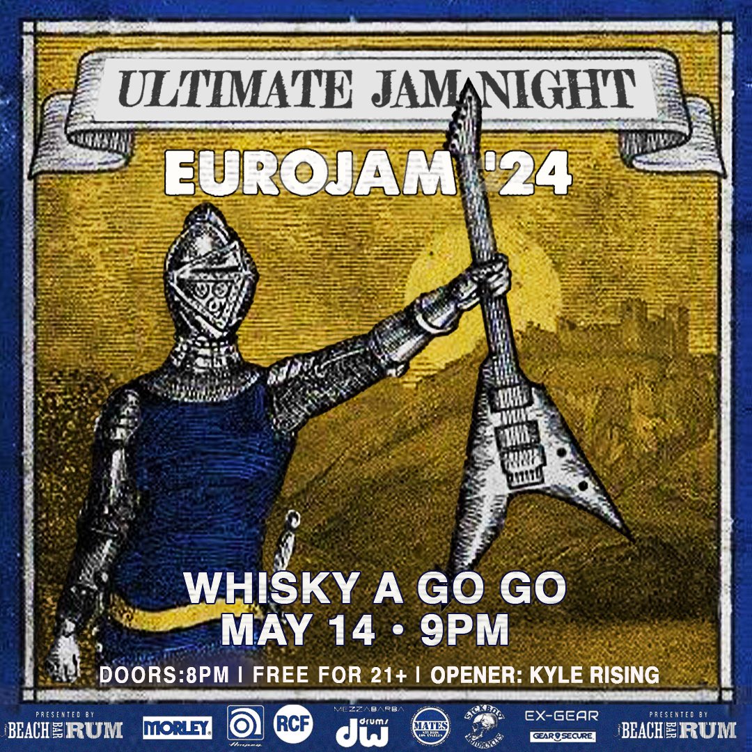 TWO WEEKS FROM TODAY ⚔️ Tuesday, May 14, 2024, Ultimate Jam Night presents EUROJAM 24’ Presenting the music of #Scorpions, #ABBA, #ThinLizzy, #Ozzy, #Bjork, #Nazareth and many more! Arrive early to catch a special performance at 9 PM by Kyle Rising #ultimatejamnight