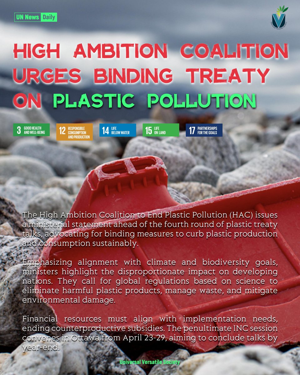 High Ambition Coalition Urges Binding Treaty on Plastic Pollution

Source: IISD
#SDG3, #SDG12, #SDG14, #SDG15, #SDG17
Link to Source:
sdg.iisd.org/news/hac-minis…
#UN #unitednations #worldnews #uvs #uvsociety #sdgs #PlasticPollution #Pollution #climate #biodiversity #HAC