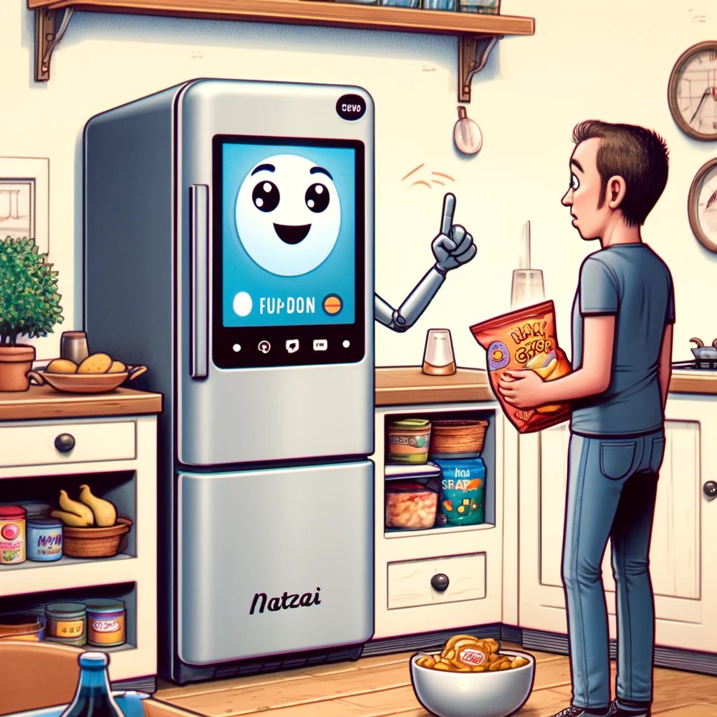 Ever wished your fridge could do more than just cool your drinks? With #natzAI, it might just plan your meals and judge your snack choices too! Get ready for kitchen pep talks! 🍽️🤖 #SmartKitchen #HelpfulAI #ArtificialAffection #natzAI #TechLoveTales #natzMoney $BTC $ETH $SHIB…