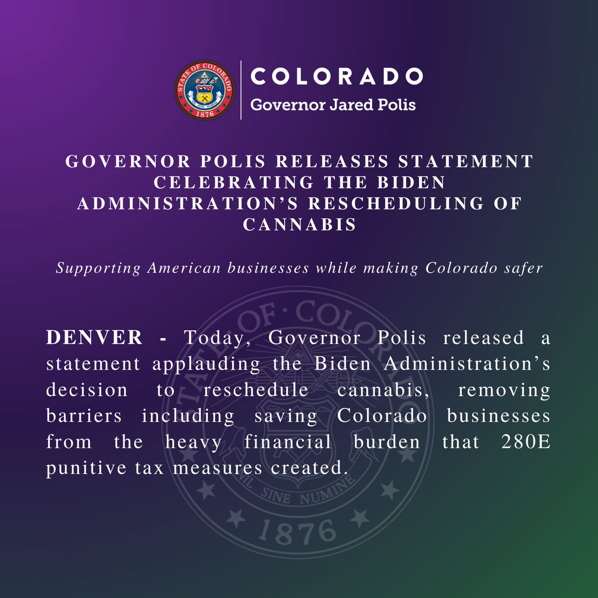 I am thrilled by the Biden Administration’s decision to begin the process of finally rescheduling cannabis, following the lead of Colorado voters and 37 other states that have already legalized marijuana for medical or adult use, correcting decades of outdated federal policy.