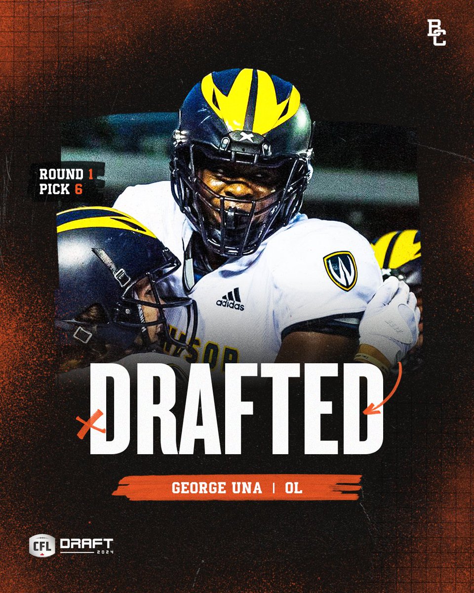 Welcome to the Den, George Una! 🏈 BC Lions select the Windsor OL with the 6th overall pick in tonight’s @CFL Draft. #CFLDraft | #BCLions| @WindsorLancers