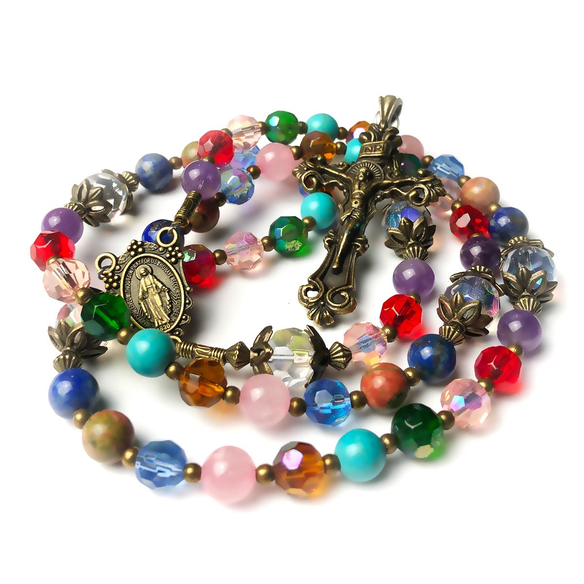 Basilica Window Crystal and Stone Rosary With Miraculous Medal by Catholic Heirlooms 

Shop Now: buff.ly/3wcBNzN