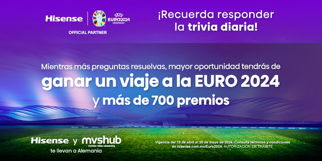👉Friendly Reminder: ¡Todos los días puedes sumar puntos!👈 ¡La #EURO2024 cada vez está más cerca con @hisense_Mexico y @mvshub! #HisenseEuro2024 #ExaTv #MVSHub