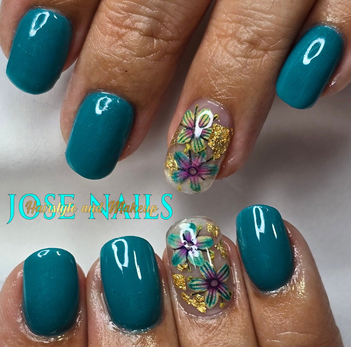 #turquesa #flores de Katherine Lopez 
#josenailshairstyleandmakeup 
#nailsalon #nailtechnique #nailsboricua #nailsfashionnails #naileducation #nailstyle