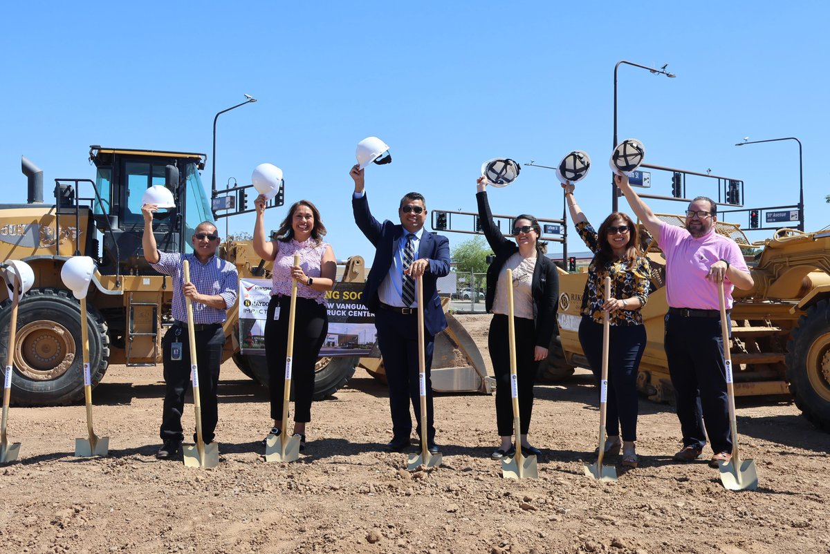 ✨ Exciting times in #Tolleson! We broke ground for the new Vanguard Dealership at 91st Ave & Latham St. Big thanks to City Manager Reyes Medrano Jr., Vice Mayor Lupe Bandin, and Council Members Adolfo Gamez & Cruzita Mendoza for joining us! 🎉 tolleson.az.gov #Tolleson
