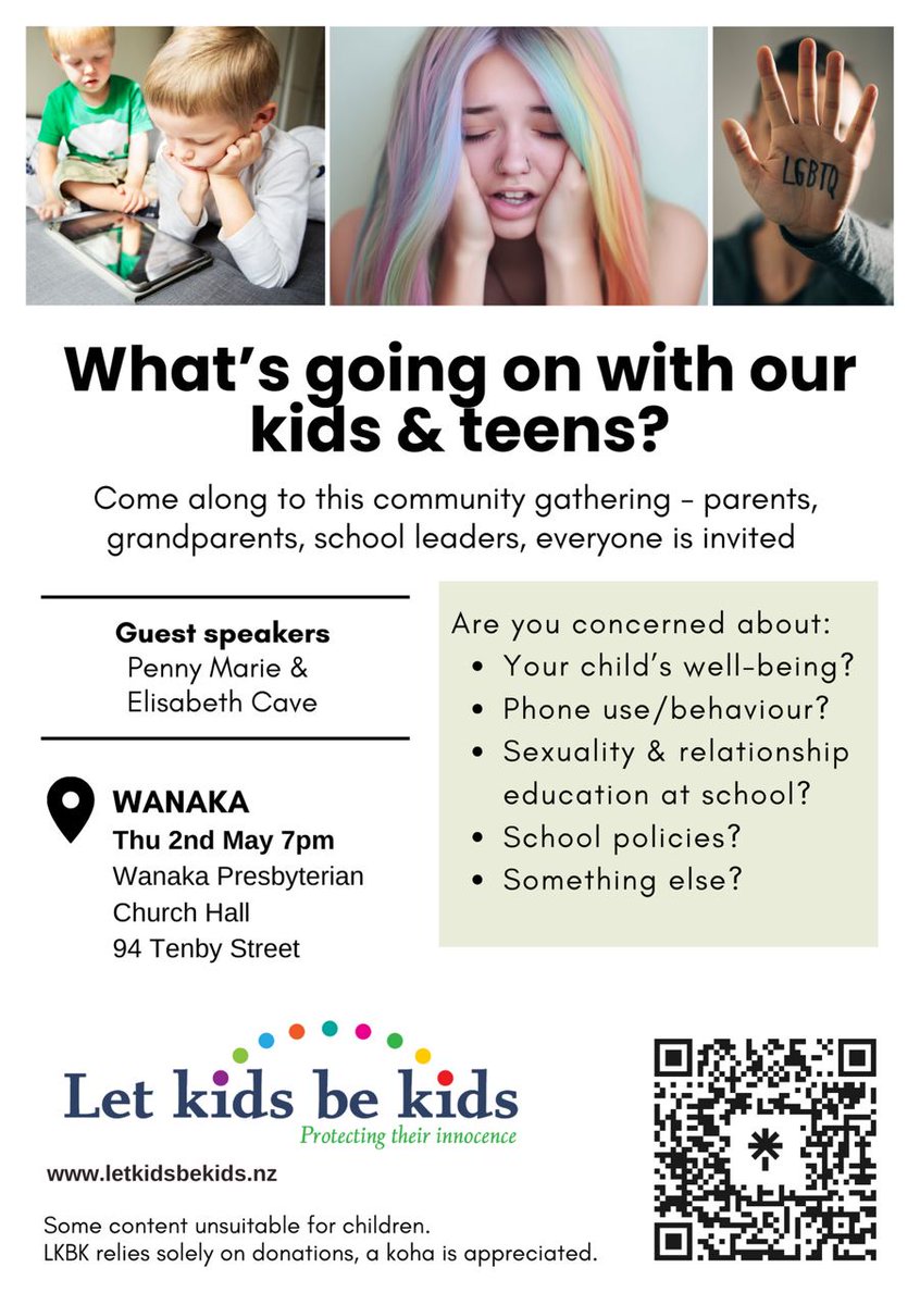 Wanaka, Thurs 2nd May is the final stop on our SI Roadshow... we'd love to see a big turnout... bring friends and family!  #LetKidsBeKids