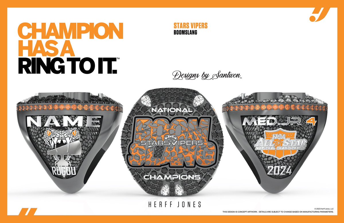 A Venom so sweet 🐍💧

Congratulations @Stars_Vipers @SV_BOOMSLANG, 

2024 NCA Allstar National Champions! 

#DBSchamprings #designsbysantwon #hjchamprings #herffjones #evolvechamprings #championshiprings #champrings #nationalchampions @starsviperskaty