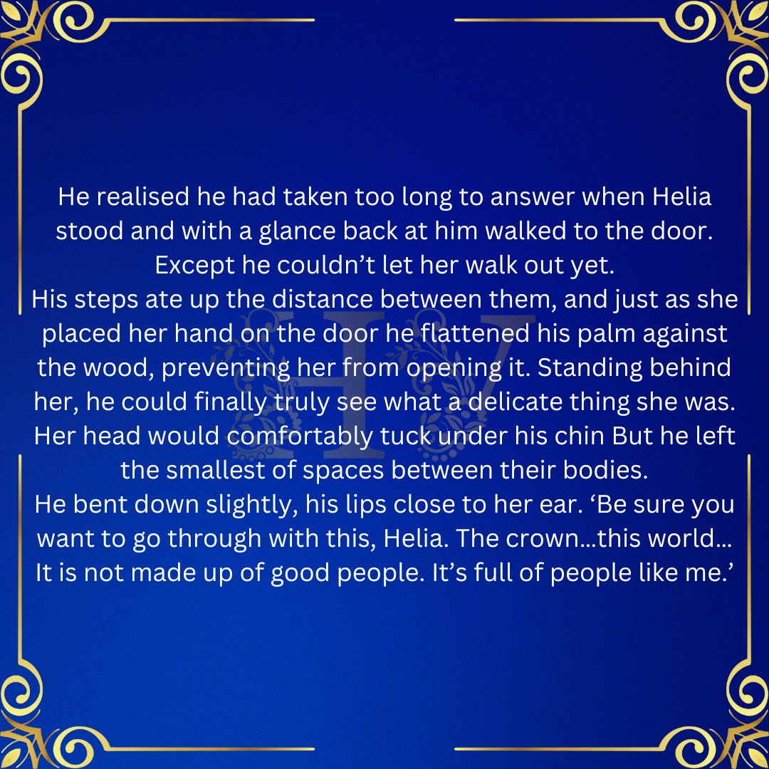 #snippet time!
We're just two weeks away from the Australian release date of Helia and Vasili's story

His Chosen Queen comes out this month

#romance #romancebooks #romancereads #king #librarian #royal #royalromance #reluctantroyal #books #MillsandBoon #harlequinpresents