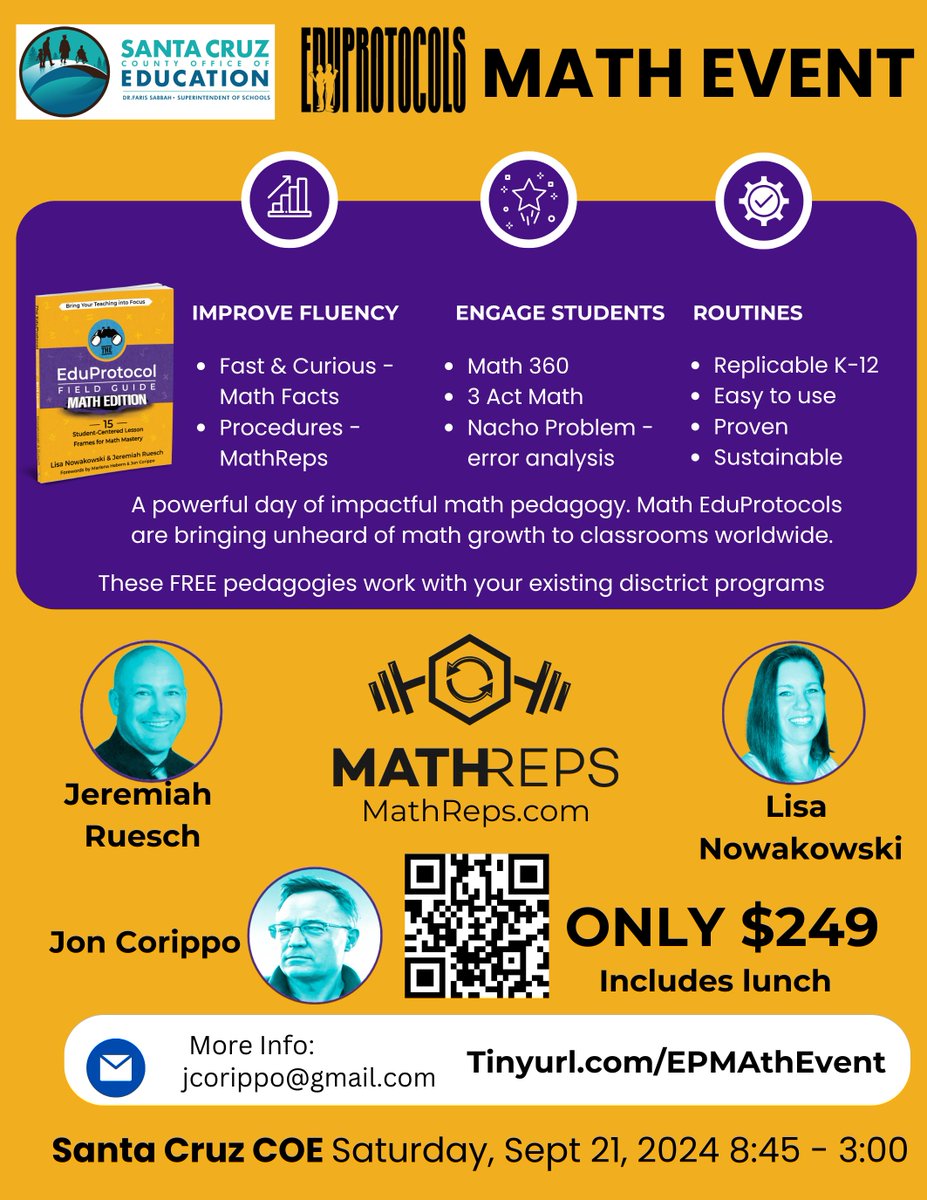 Our first-ever #eduprotocols #MATH event! @NowaTechie and Jeremiah have an amazing day planned! @jcorippo will be joining Get your math scores to DOUBLE or QUADRUPLE with less work at home than ever!! Tinyurl.com/EPMathEvent #mathteachers #mtbos #mathschat