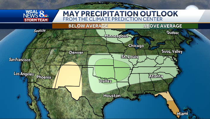 Here is a look at @NWSCPC 30-day temperature & precipitation outlook: likely seeing above average temperatures, and equal chances for above or below average precipitation for us here in Susquehanna Valley.