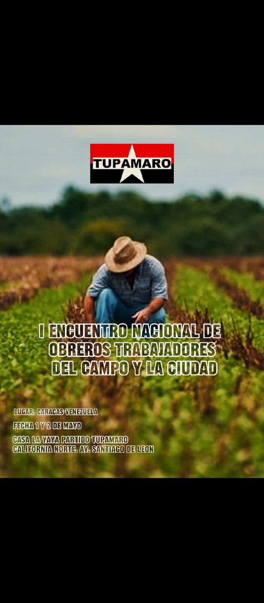 ¡LA ALIANZA OBRERA-CAMPESINA ES LA LUCHA DE TODO EL PUEBLO! El bloque social revolucionario (BSR) será el epicentro del debate, para consolidar el proyecto Bolivariano desde la trinchera rojinegra, desde nuestra comuna TUPAMARO.