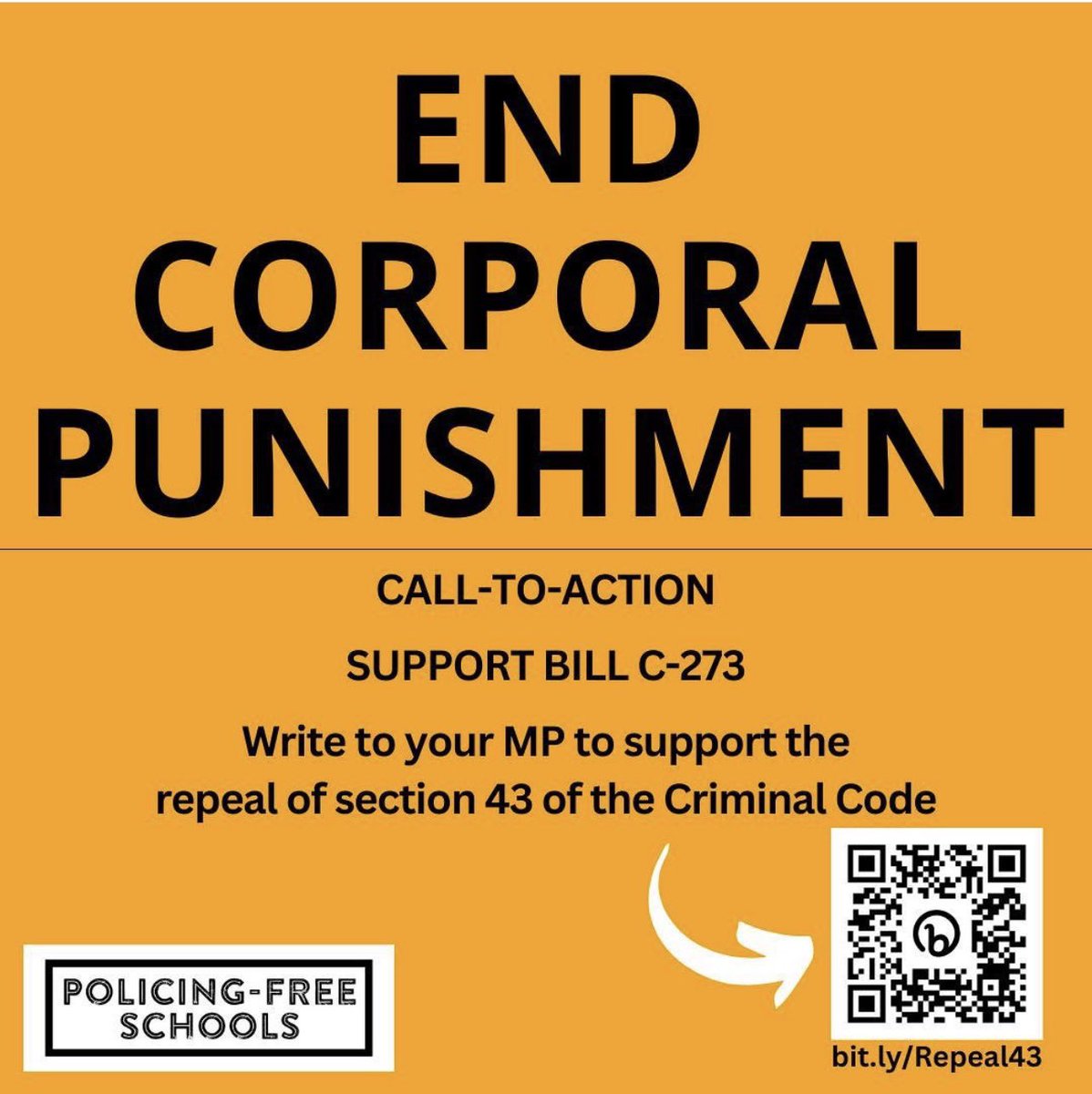 Today is the International Day to #EndCorporalPunishment—something that is still legal in CA We call-for-solidarity for @MPJulian’s Bill C-273 to end corporal punishment 📢Write to your MP to support the repeal of section 43 of the criminal code LINK: bit.ly/Repeal43