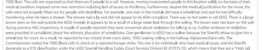 This is wild: Oversight inspectors say some people in Men's Central Jail are MISSING COURT bc the jail won't give them wheelchairs even though... making sure people show up to court is literally the point of jail.