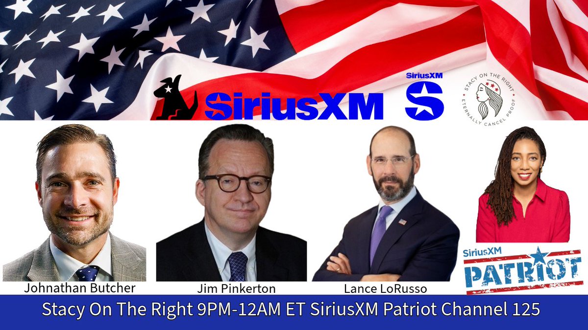 Tonight On @StacyOnTheRight 9pm-12am ET

9:20pm @JM_Butcher

10:00pm @JamesPPinkerton

11:00pm @bluelinelawyer

Tonight's Opening Verse: Zephaniah 3:17-20

Call In Now: 866-957-2874
sxm.app.link/Patriot sxm.app.link/StacyOnTheRight

#SOTR #RighteouslyAmerican