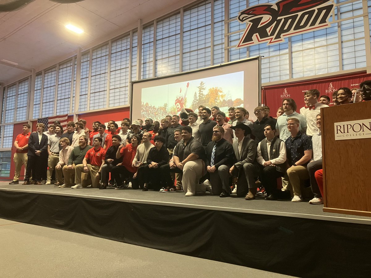 RiponRedHawks's tweet photo. The Rally Award for Best Moment goes to football for defeating unbeaten and nationally ranked Lake Forest 12-0 in the grand opening of Hopp Stadium! Congratulations, Red Hawks! https://t.co/GAEFPWdtDX