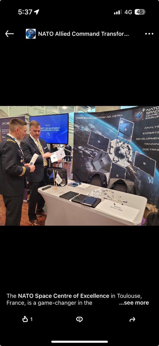 It was great discussing all aspects of space with NATO leaders, including the leadership of the NATO Space Command Center of Excellence and then moderating the panel on space deterrence and defense at the inaugural ⁦<a href="/NATO/">NATO</a>⁩ Space Symposium this week in Toulouse, France.