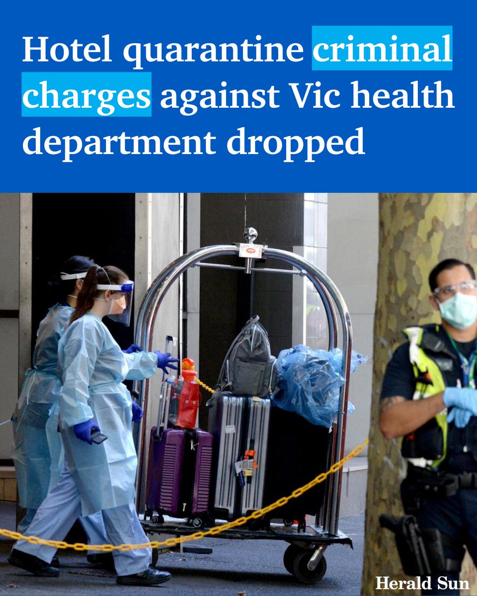 Criminal charges against Victoria’s health department over the bungled hotel quarantine program have been dropped with the workplace regulator saying it’s “deeply disappointed” by the decision. > bit.ly/3Upw2GO