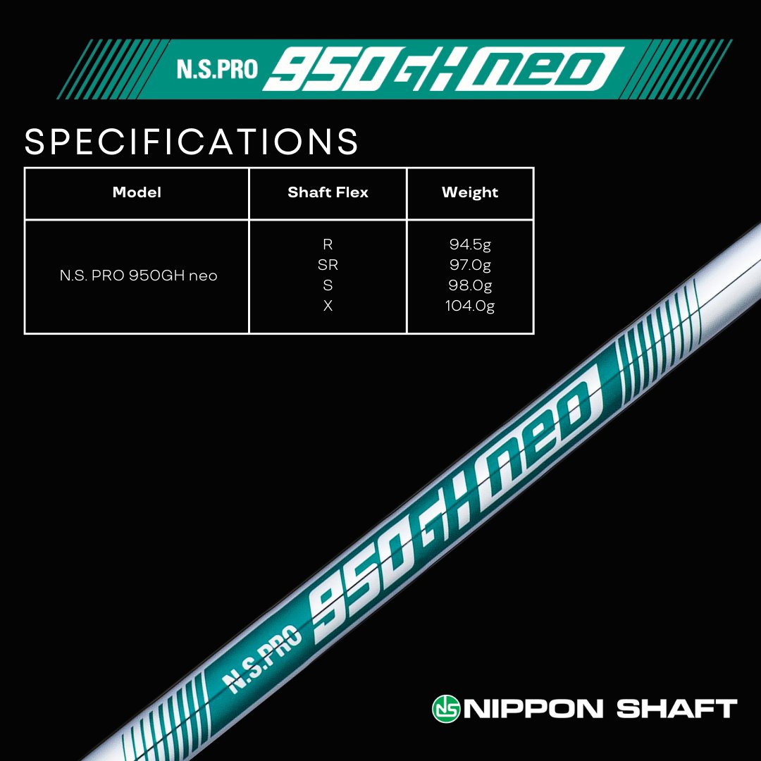 Building on the tour-proven, innovative and timeless success of the N.S.PRO 950GH, the next-gen N.S.PRO 950GH neo is geared for today’s strong lofted iron heads and is designed to provide a higher trajectory, increased spin, and added stability.