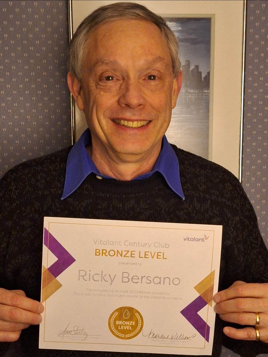 Congratulations to Rick on his 100th donation! Thank you for your selfless support in helping save lives through every donation given. We appreciate all you have done and continue to do! #GiveBlood #SaveLives