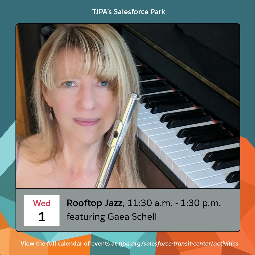Come celebrate International Jazz Day with us at Salesforce Park! 🎶 Join us at our park's Main Plaza 11:30a - 1:30p for a live show by Gaea Schell tomorrow, 5/1. Rooftop Jazz takes place every Wed, Lunchbox Music every Fri, and Bluegrass Brunch every Sat: tinyurl.com/mayperformersS…