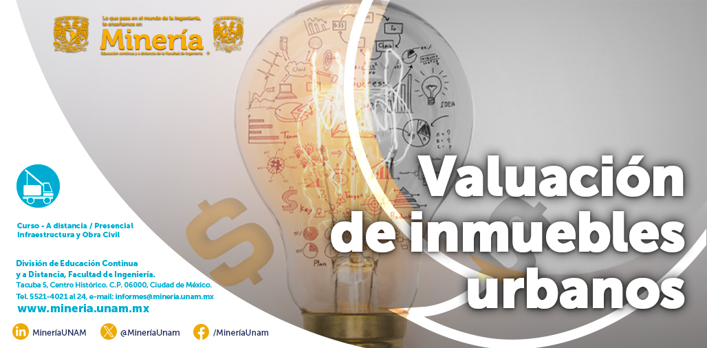 #SabíasQué en #EducaciónContinua de la #FacultaddeIngeniería puedes capacitarte en #Valuación de inmuebles urbanos.
¡Inscríbete a nuestro curso!
Modalidad: A distancia.
Temario, precio y registro:ow.ly/7TAw50Ron4Z