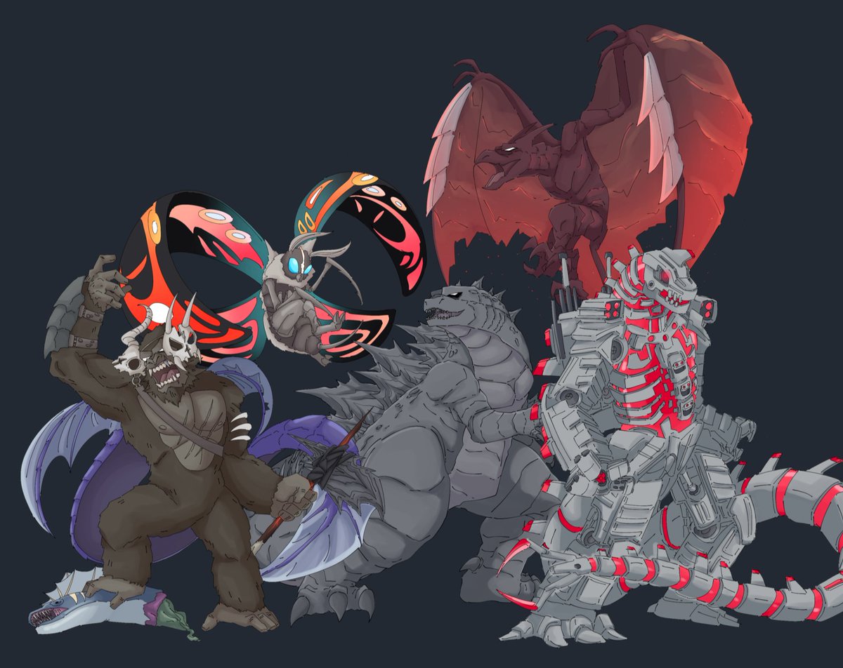 All my Monster roster for my future comic 'Little Goji' is finally complete! :D
#Godzilla #Kong #Mechagodzilla #Mothra #Rodan