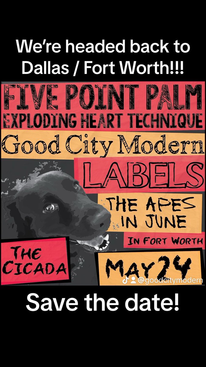 GoodCityModern's tweet photo. Driving 5hrs to see @idlesband on May 23rd! 
Would love to have y’all stick around one more day to come check us out after! 
Idles has been the biggest influence on us as musicians and working toward being genuinely good people for years now🙌 
Love y’all! See you soon!!! https://t.co/OqnkADToRd