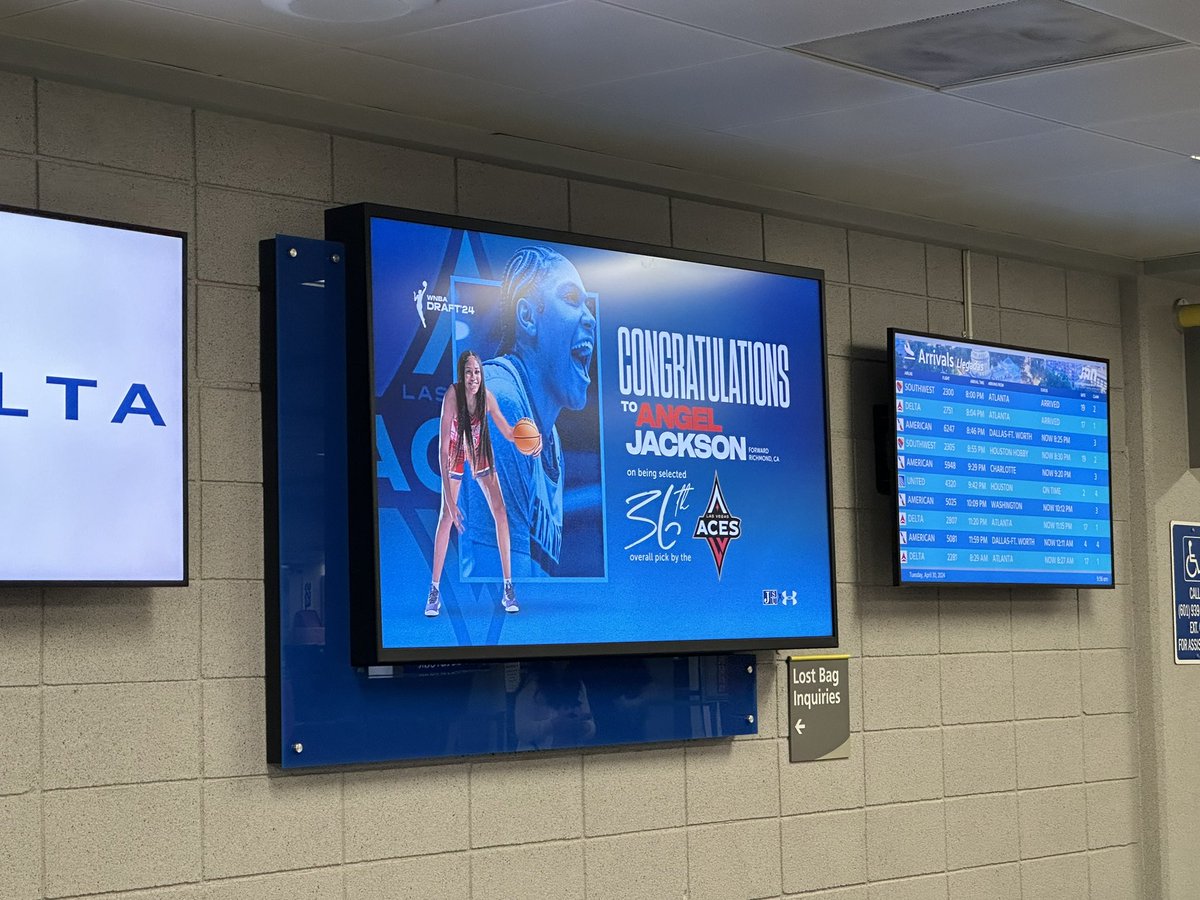 🏀 Former Jackson State women’s basketball student-athlete and 2024 WNBA Draft pick Angel Jackson has a congratulatory message at Jackson airport @GoJSUTigers @GoJSUTigersWBB @hooper_angel15 @CoachTReed