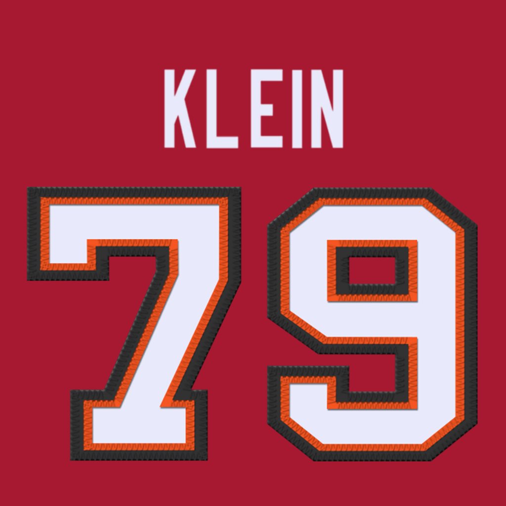 Tampa Bay Buccaneers OL Elijah Klein (@ElijahKlein79) is wearing number 79. Last worn by Patrick O'Connor. #WeAreTheKrewe